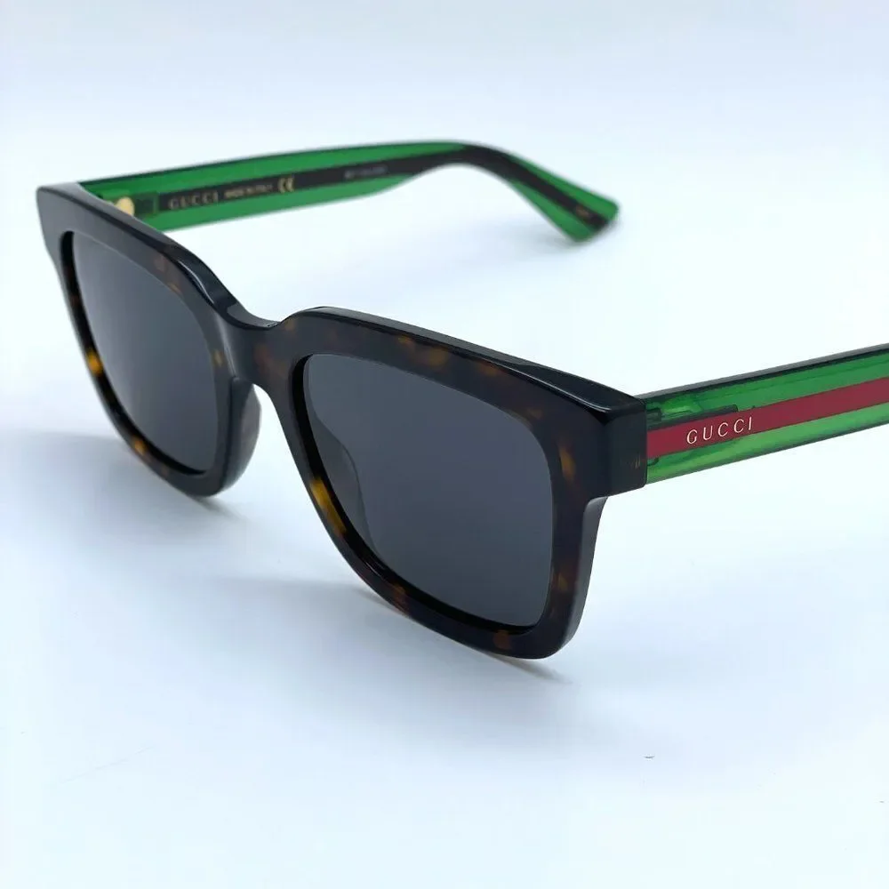 NEW GUCCI GG0001SN 003 Havana Colorful Gray Square Unisex Sunglasses